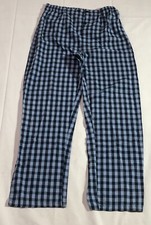 Men's Small Pajama Pants Nautical Straight Drawstring Plaid Lounge Preppy Blue