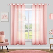 Curtains for Girls Room,Sheer Boho Curtains for Nursery Kids 52x63 Blush Pink