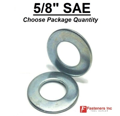 5/8'' SAE Flat Washers Low Carbon Grade 2 Zinc Plated (Choose Pkg Qty) 1-5/16''OD