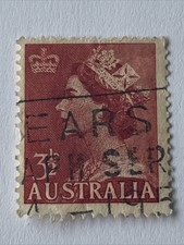 Australia Stamp Scott#258 31/2d - Dark Red - Queen Elizabeth II