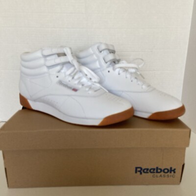 Reebok Freestyle High White/Gum Women 9 USA Classic Sneakers / Shoes NWB 