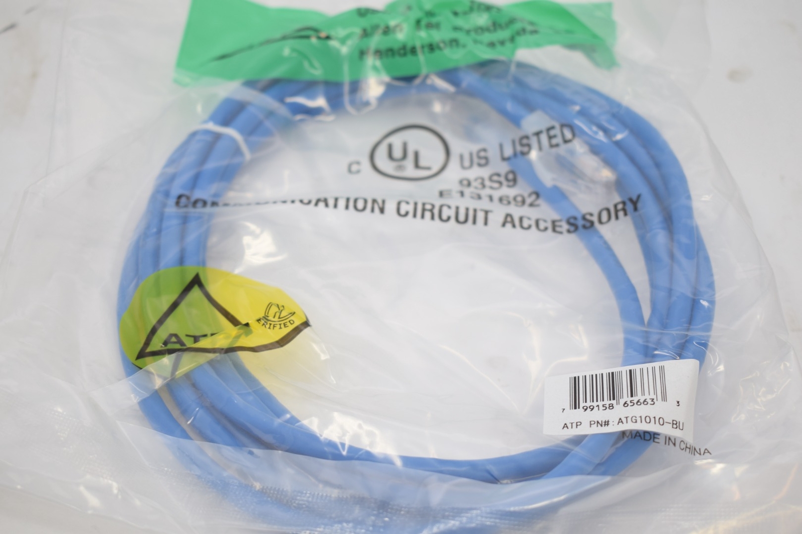 NEW Allen Tel ATG1010-BU 10Gb Category 6A Patch Cord, 10-Foot Length, Blue, TIA/