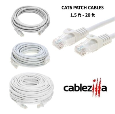 #ad CAT6 White Ethernet Patch Cord LAN Network Cable RJ45 1.5FT 20FT Multi Pack LOT $339.15