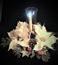 Christmas Holiday Centerpiece hurricane candle holder (candle not included)