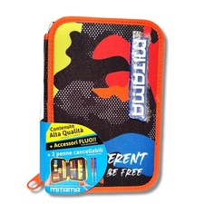 ASTUCCIO SCUOLA 3 ZIP MITAMA PIANI PIENO DI CANCELLERIA COL. Camou rosso nero