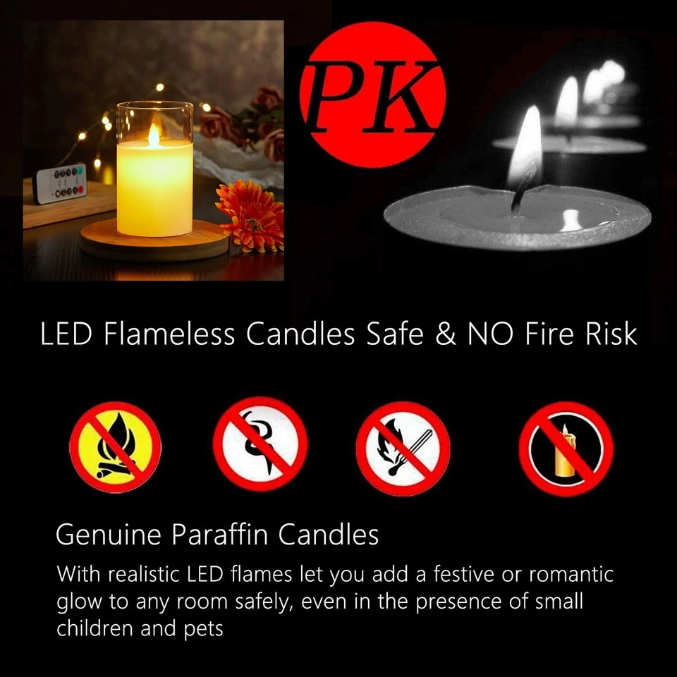 LED Kerzen Flammenlose Kerzen Flackern LED Kerzen Flackernde Flamme mit Glas ... - Bild 3 von 4