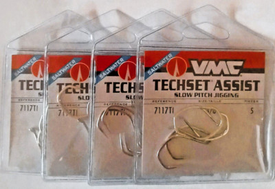 Four Packs of 5 (20 Hooks Total) VMC 7117T Tech Assist Size 3/0 Fish Hooks
