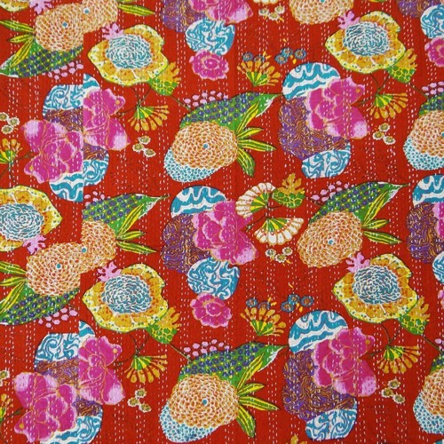 Indian Handmade Quilt Vintage Kantha Bedspread Throw Cotton Blanket Gudari twin. - 第 3/3 張圖片