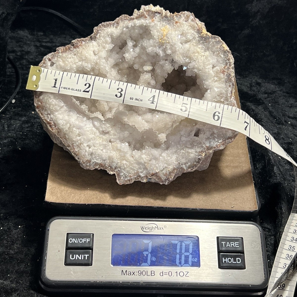 Large Geode 6-1/2” Unique Quality Crystal Cluster Quartz 3.7Lb