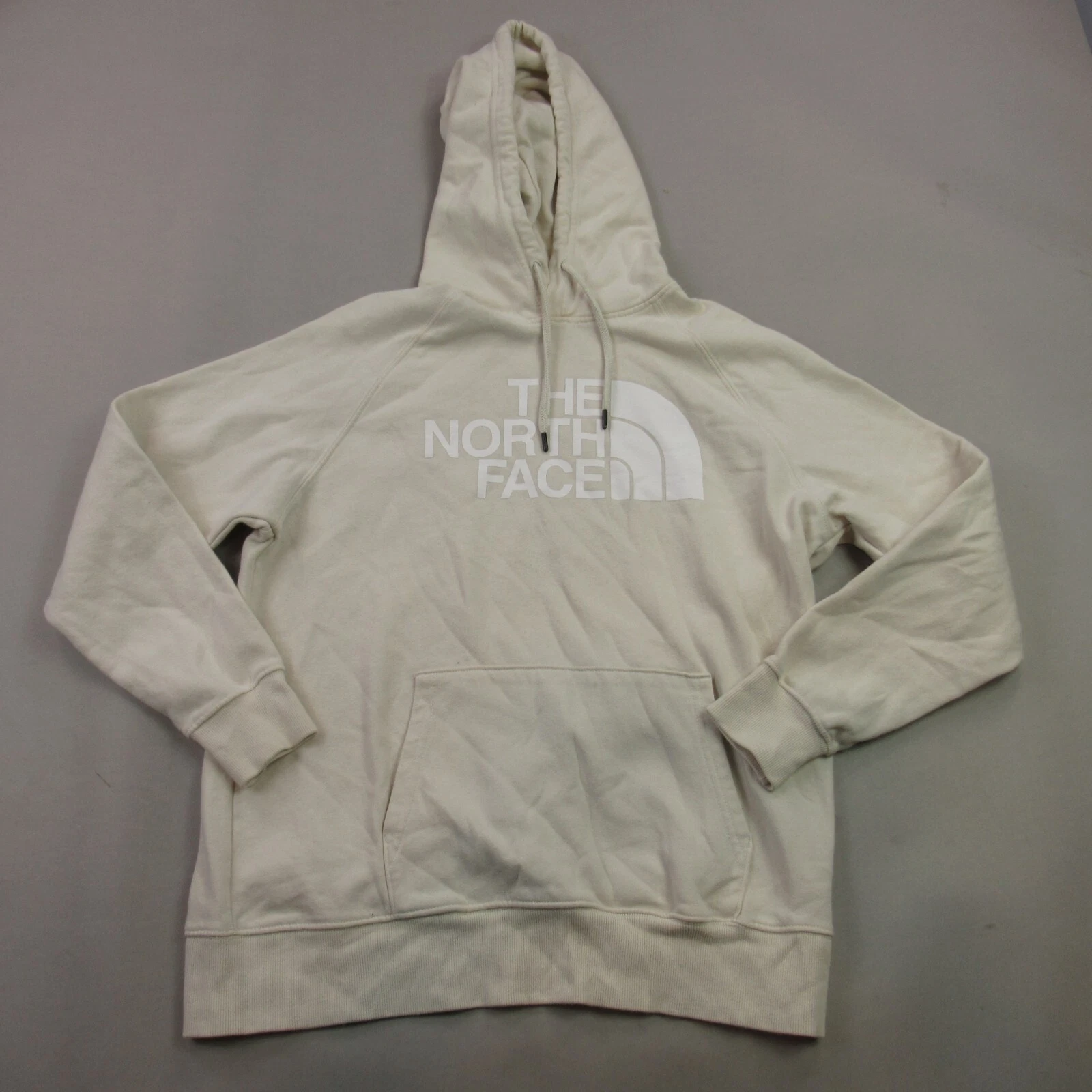 North Face Hoodie Womens Large Long Sleeve Pullover Hooded Lightweight Ivory