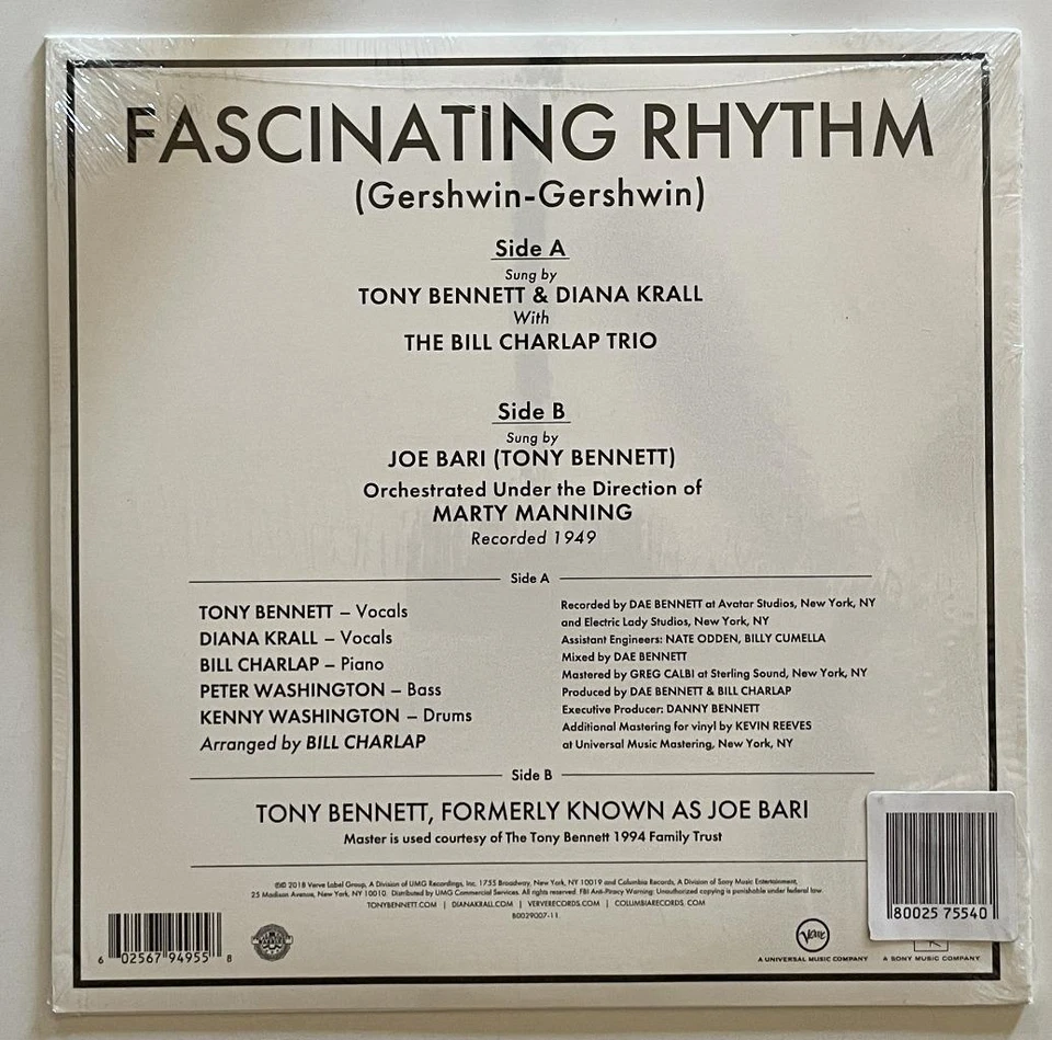 Tony Bennett & Diana Krall with The Bill Charlap Trio Fascinating Rhythm 10" RSD - Image 2 of 3