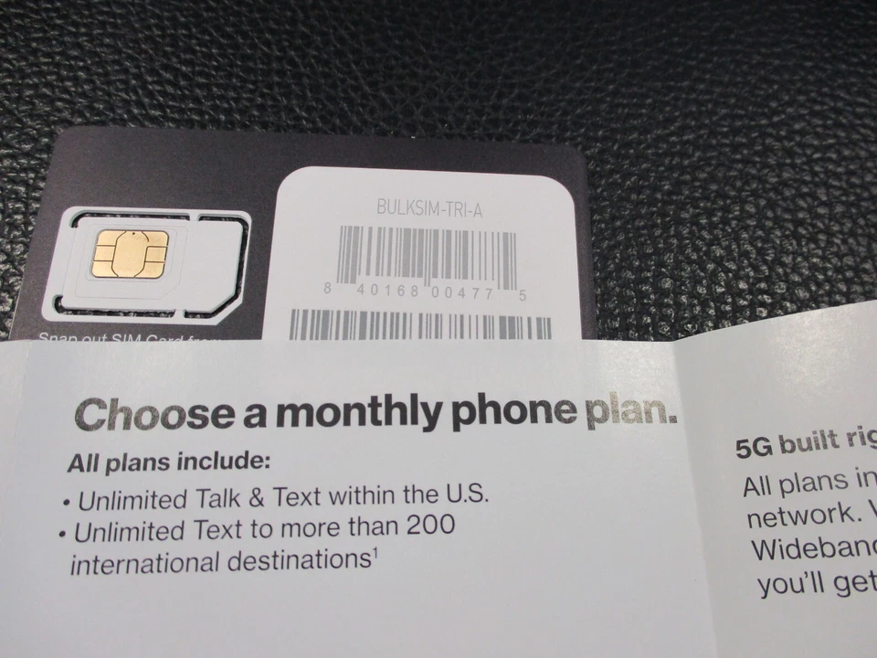 Verizon Wireless BYOD 5G 3in1 Prepaid SIM Card 1 m/o service +activation CDMA - Image 2 of 3