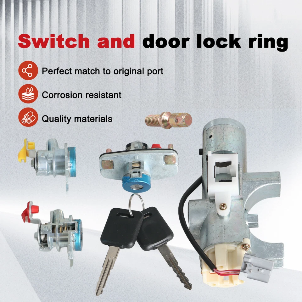Nuevos cilindros de bloqueo de puerta e interruptor de encendido con llaves para Nissan Versa 2007-2012 Foto 3 de 4