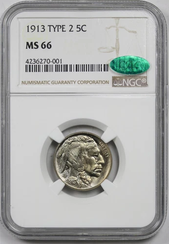 1913 Type 2 5C NGC/CAC MS 66 Buffalo Nickel