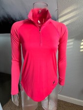 Under Armour 1/4 Zip Youth Large Loose Heat Gear Pink Long Sleeve