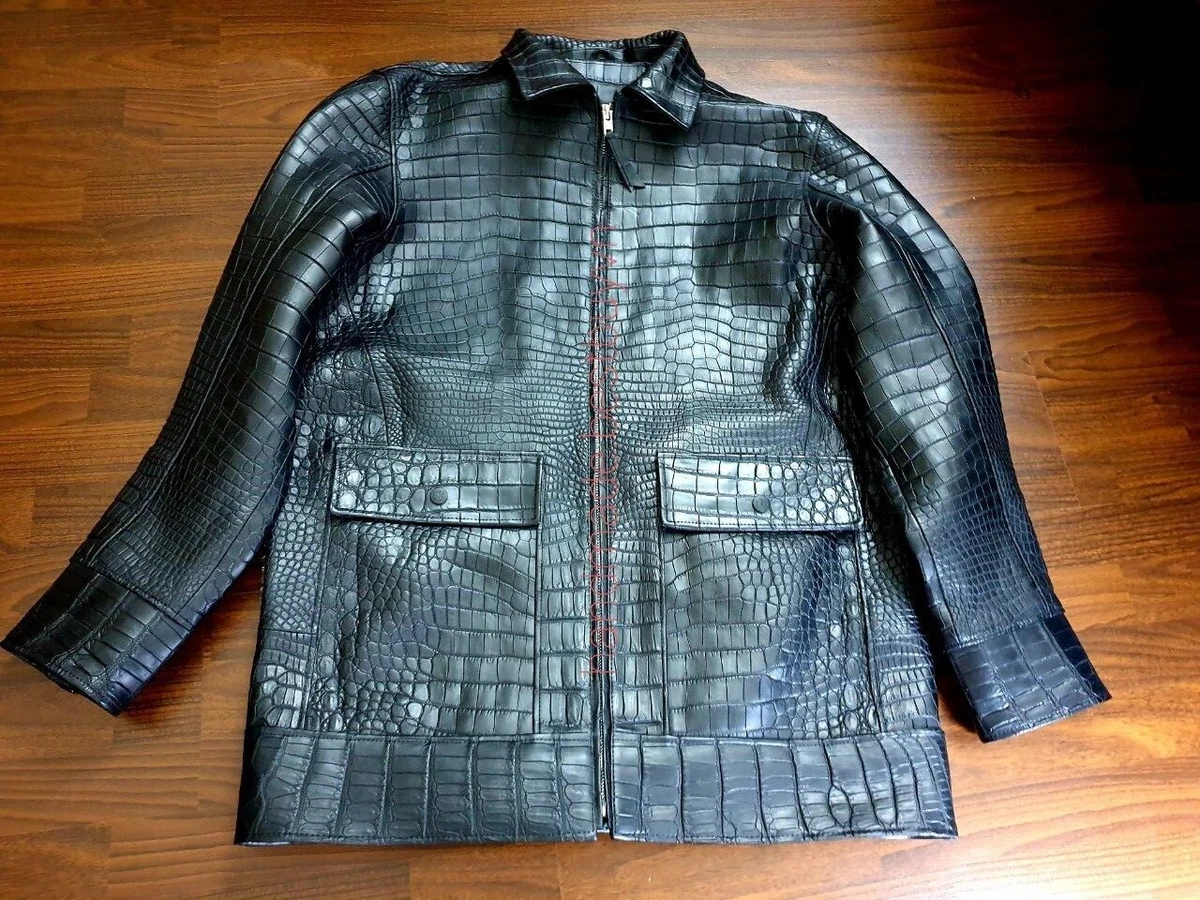 Crocodile Print Leather Jackets Genuine Cow Leather Available