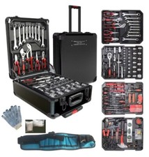 Juego de herramientas de estuche de carro de aluminio plateado 799 piezas, juego de kit de reparación de casa