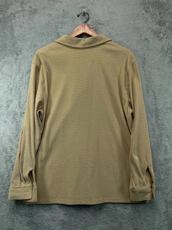 Studio Works Button Up Shirt Womens XL Tan Snake Croc Pattern Heavy Long Sleeve - Изображение 4 из 4