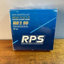 RPS 5.25” Mini Diskette MN 2 DD 48TPI Double Sided Double Density OPEN Box of 10