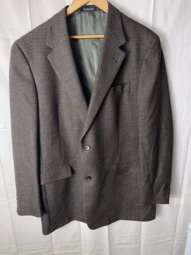 Austin Reed  44 L Brown Black Houndstooth Nailhead Sport Coat Blazer Made In USA - Picture 1 of 7