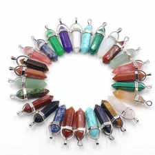 Mixed Natural stone Point Chakra Gemstone Pendants 24pcs/lot Wholesale