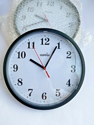 2 Pack Silent Non Ticking Quartz Wall Clock by Hippih, 10'' 2 PACK Plastic
