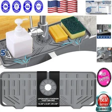 Luxurious Grey Silicone Faucet Catcher - Draining & Drying Solution for Sinks