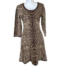 NWT Nina Leonard - Scoop Neck Snake Print Knit Dress - L