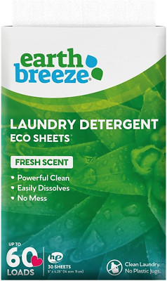 Laundry Detergent Sheets - Fresh Scent - No Plastic Jug (60 Loads) 30 Sheets