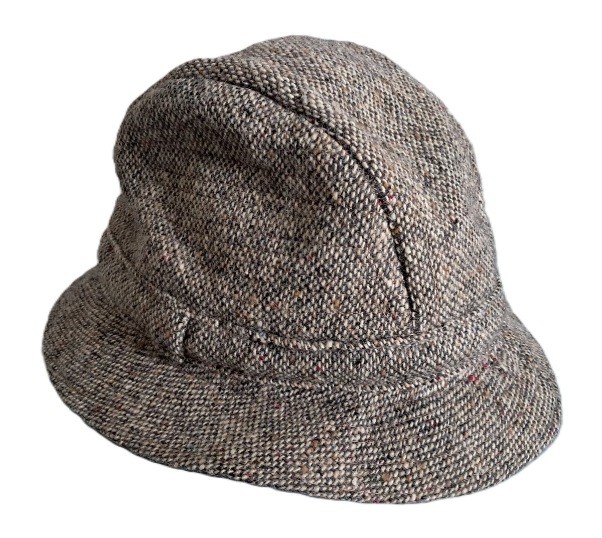 Chapeau De Style Seau En Tweed 100% Laine D'Irlande Donegal - Taille 29 (circ. 58 Cm) - Fait Main