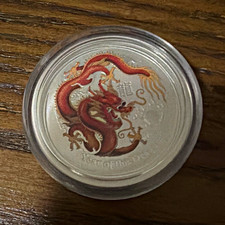 2012 Australia 50c Colorized Year of the Dragon 0.999 Silver Coin KM#2150
