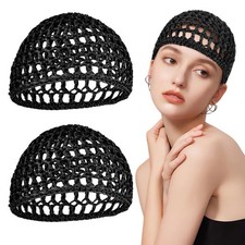 2 Pcs Elastic Mesh Crochet Hair Nets Hair Caps Snood Har for Sleeping