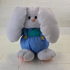 Gibson Greetings 1994 Vintage Bunny Plush Toy White Blue Overalls 9 Inch Retro
