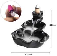 Waterfall Incense Burner, Lotus Backflow Holder & Full New 100 Cone Aromatherapy