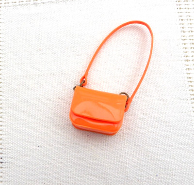 Vintage Francie Clothes - MOD Era Francie 1209 Mini Chex Orange Shoulder Purse
