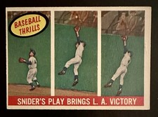 1959 Topps Baseball Thrills Duke Snider #468 Snider's Play Brings LA Victory VG