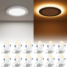 VOLISUN 12 Pack 6 Inch 5CCT Recessed Light with Night Light,Canless LED Reces...