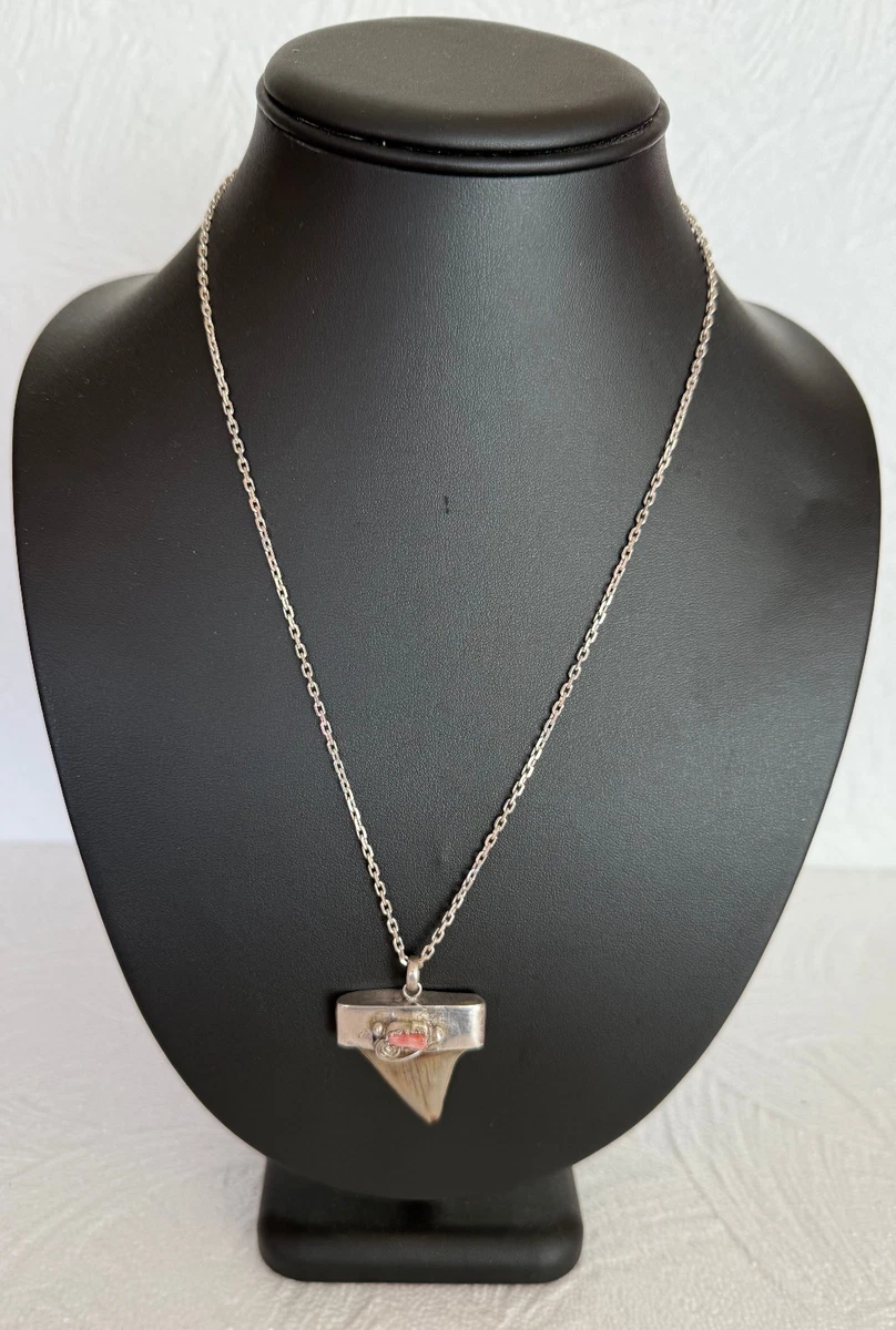 Pendentif Dent De 4,5 Cm - Monture En Argent Sterling - Thème Animal