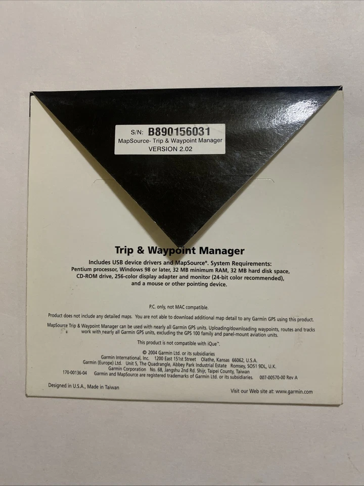 Garmin MapSource Trip & Waypoint Manager CD v2.02 Works W/ Windows 98 & XP - Image 3 of 4