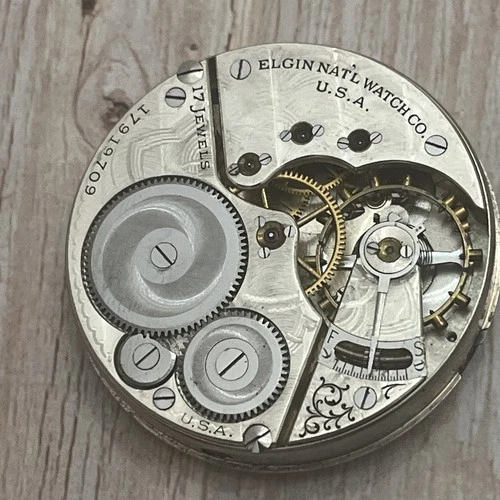 Antique 1914 Elgin Grade 387 Model 7 16s 17j Pocket Watch Movement Parts Repair