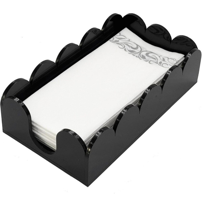 Black Modern Rectangle Acrylic Napkin/Towel Holder, Free Standing, 9x5.1x2.5