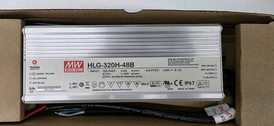 Meanwell HLG-320H-48B | 320W Controlador LED regulable 120-277VAC Foto 2 de 2