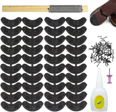 Heel Plates 40 PCS Rubber Shoes Heel Taps Tips Repair Pad Replacement Sets