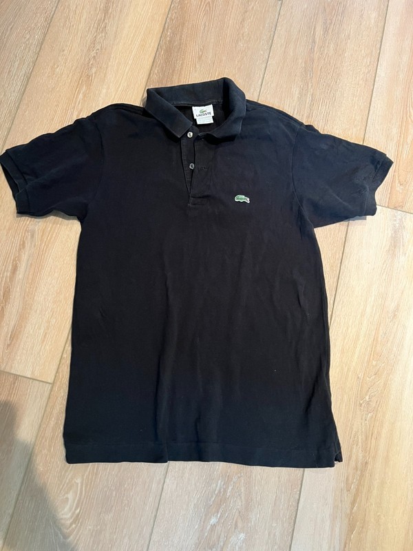 Lacoste Mens Polo Shirt Size 4 M Black Pique Polo Short Sleeve Cotton Preppy