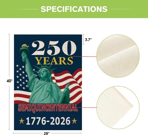 Bandiera MAGJIUKE 250° anniversario casa americana 1776-2026 lino double face - Foto 3 di 7