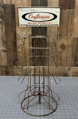 Vintage Rare advertising display Craftsman rack sign Tobacco Pouches,  Great!