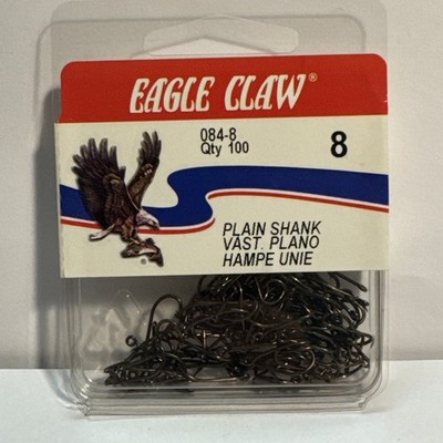 Eagle Claw Plain Shank Fish Hooks 084-8 Bronze 100ct