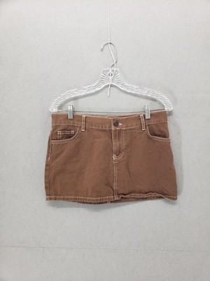 Pull&Bear Pacific Republic Skirt Womens 4 Brown Cotton Mini Casual Pockets