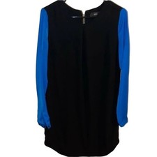 Mossimo Black Blue Long Sleeve Shift Dress Women M