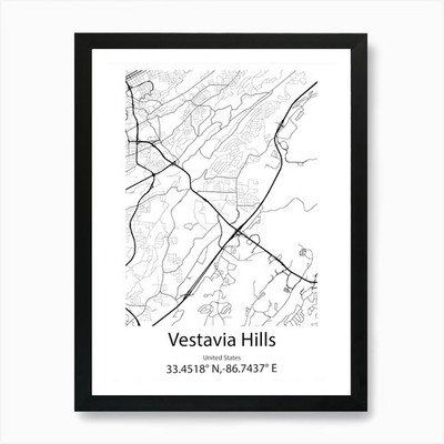 Vestavia Hills,United States Minima Framed Wall Art Poster Canvas Print Picture